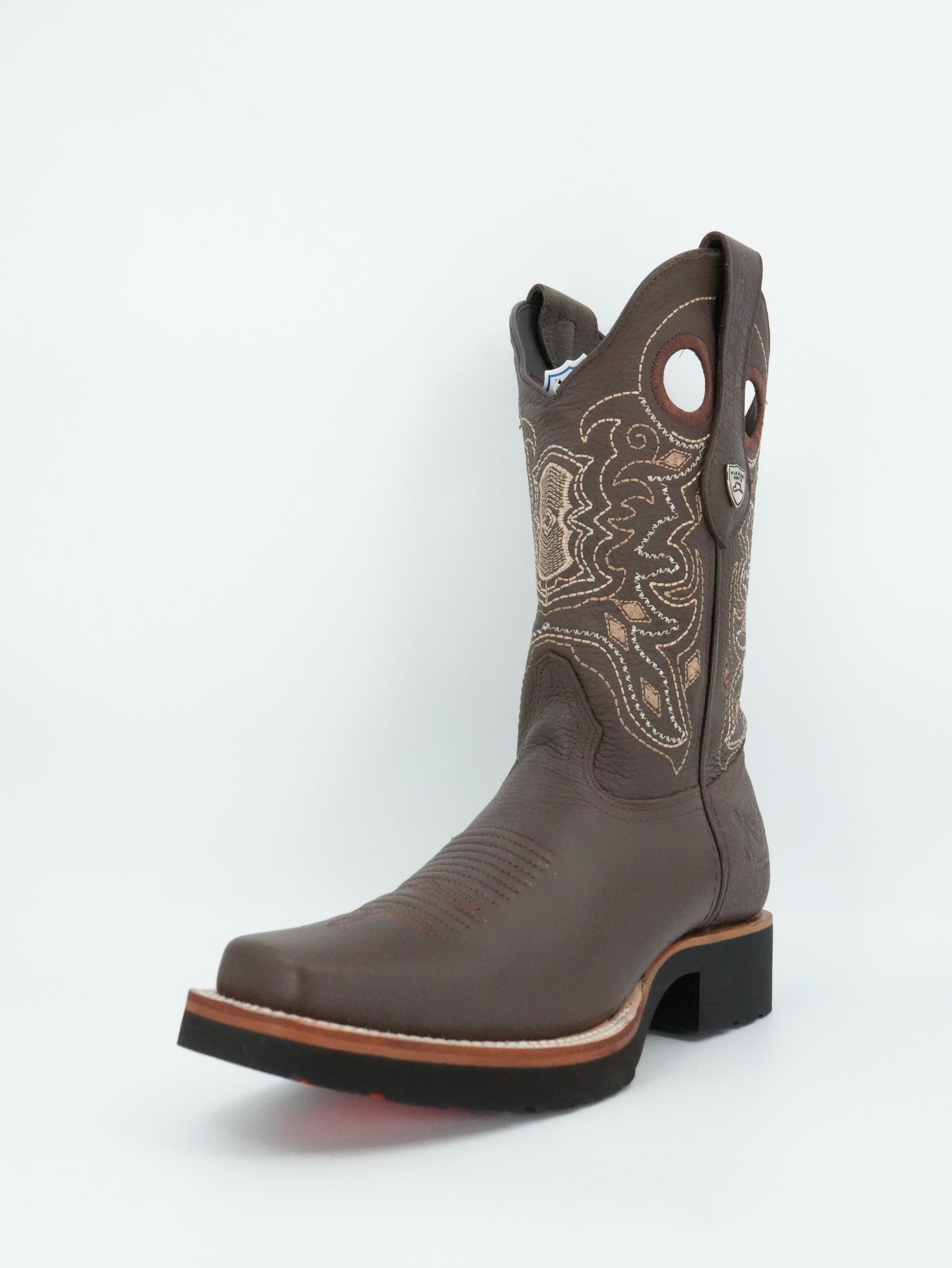 Wild West Men’s Grisly Brown Leather Square Toe EVA Sole Boot