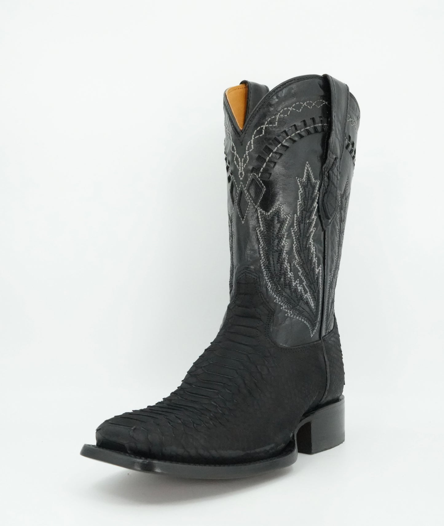Hooch Men's Nobuck Black Python Print Square Toe Boot