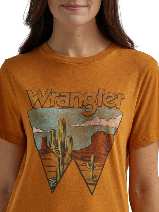 Wrangler Women's Logo Southwestern Short Sleeve Curry Tee