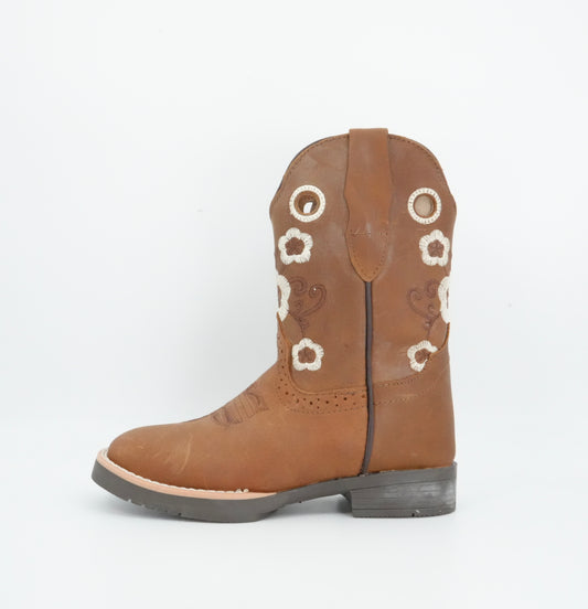Black Stone Kid's Crazy Brown Flower Boots
