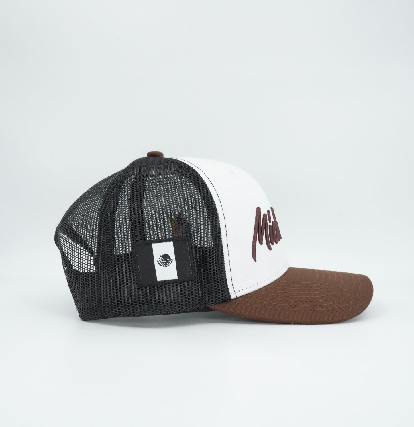 45 Cursive Trucker Cap- White/Chocolate