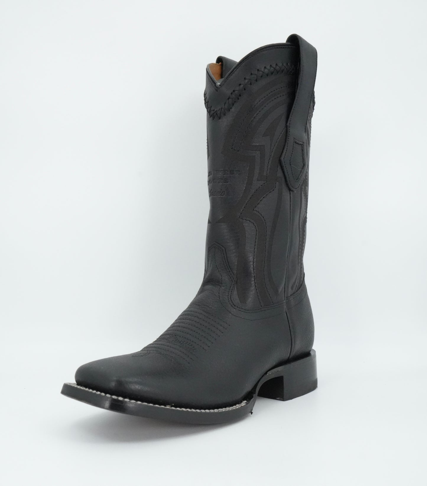 Wild West Men's Grisly Laser Black Wide Square Toe Boot