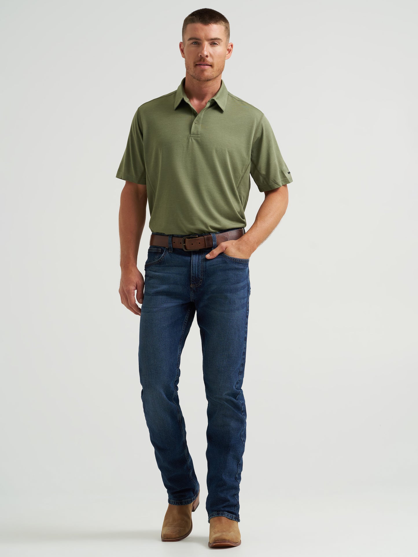 Wrangler Men's Performance Green Classic Fit Polo Shirt