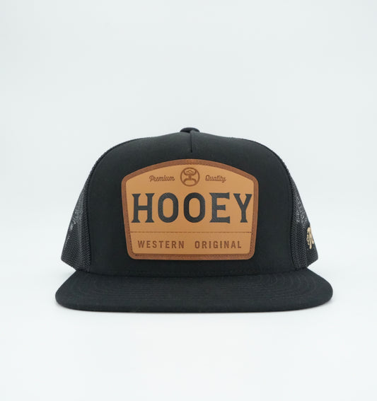 Hooey Trip Black With Tan & Brown Leather Patch Cap