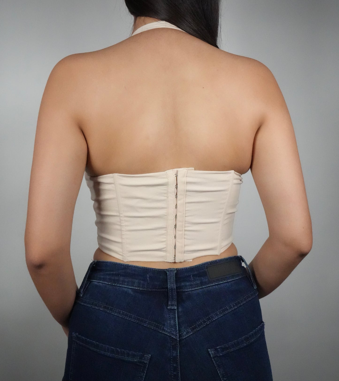 Women's Embroidered Maisie Halter Top - Oatmeal