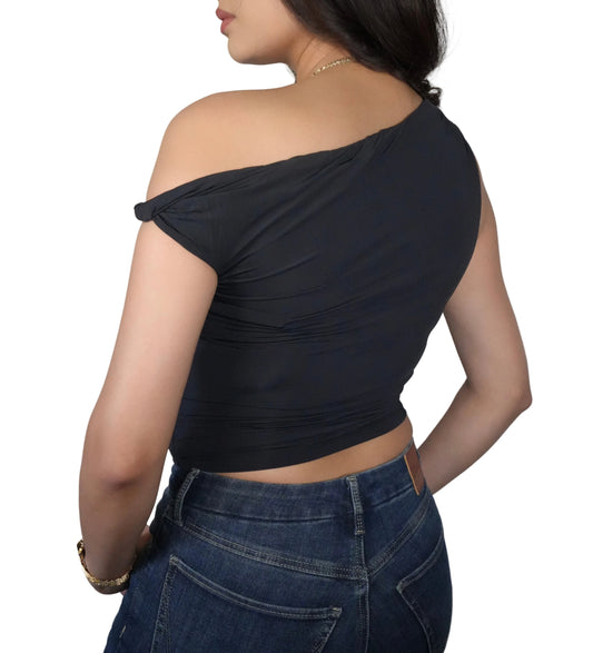 Women's Jaime Light Weight One Shoulder Top - Black