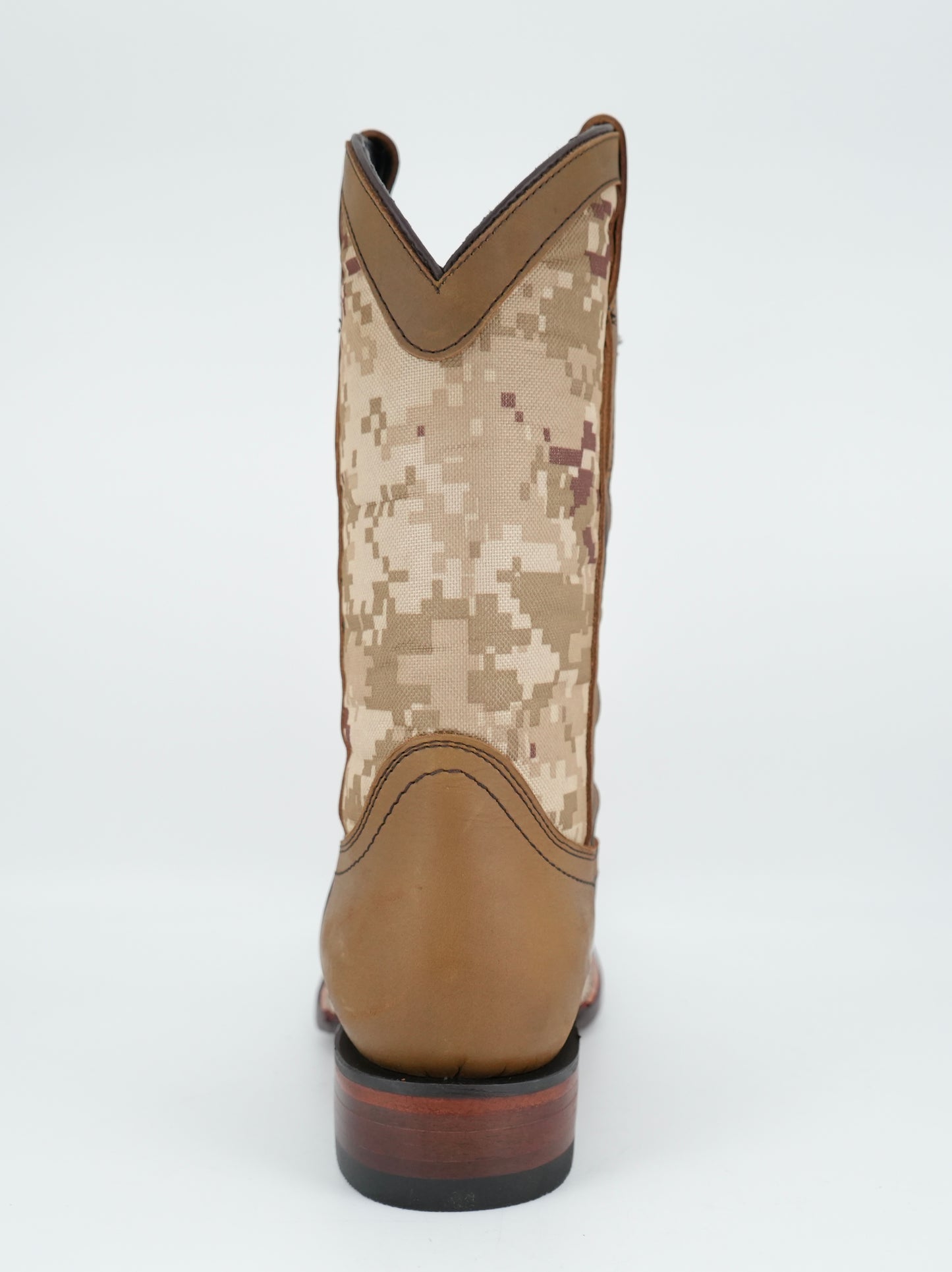 Los Angeles Men’s Crazy Leather Taupe Flag Wide Square Toe Boot