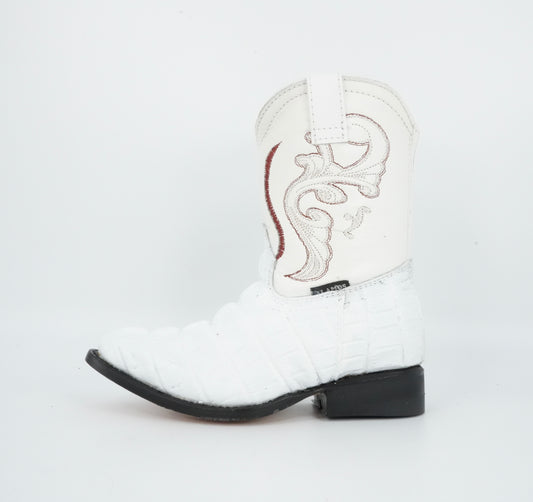 Alamos Toddler White Imitation Caiman Tail Boot