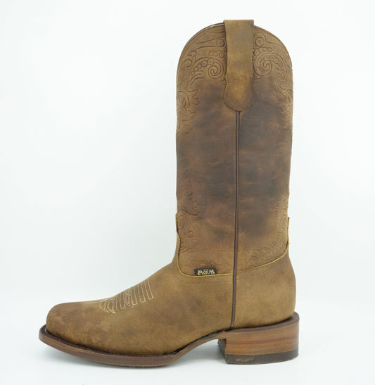 A&A Women's Honey Rustic Crazy Square Toe Boot