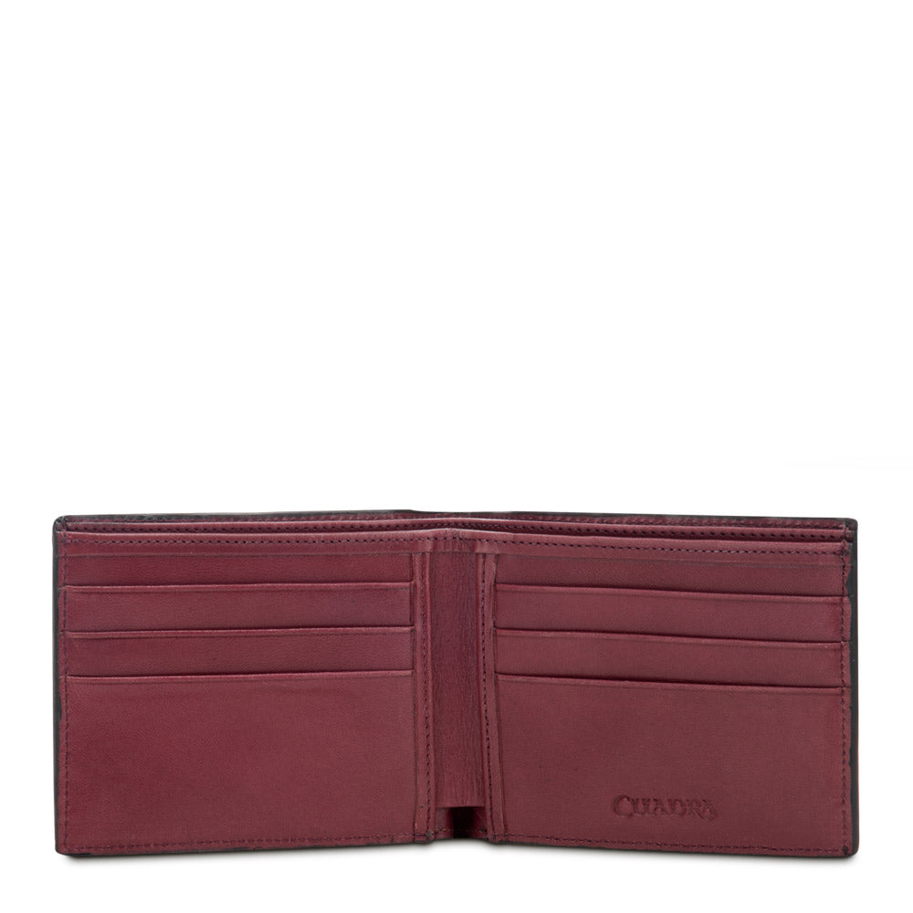 Cuadra Men's Black Genuine Ostrich Leather Bifold Wallet