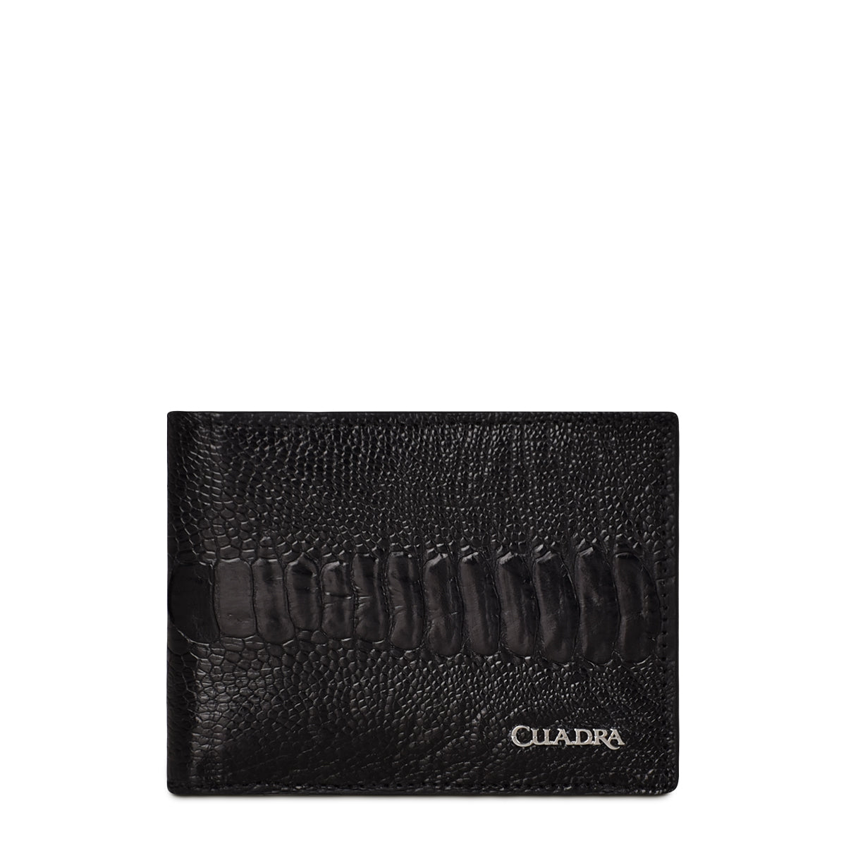 Cuadra Men's Black Genuine Ostrich Leg Leather BiFold Wallet