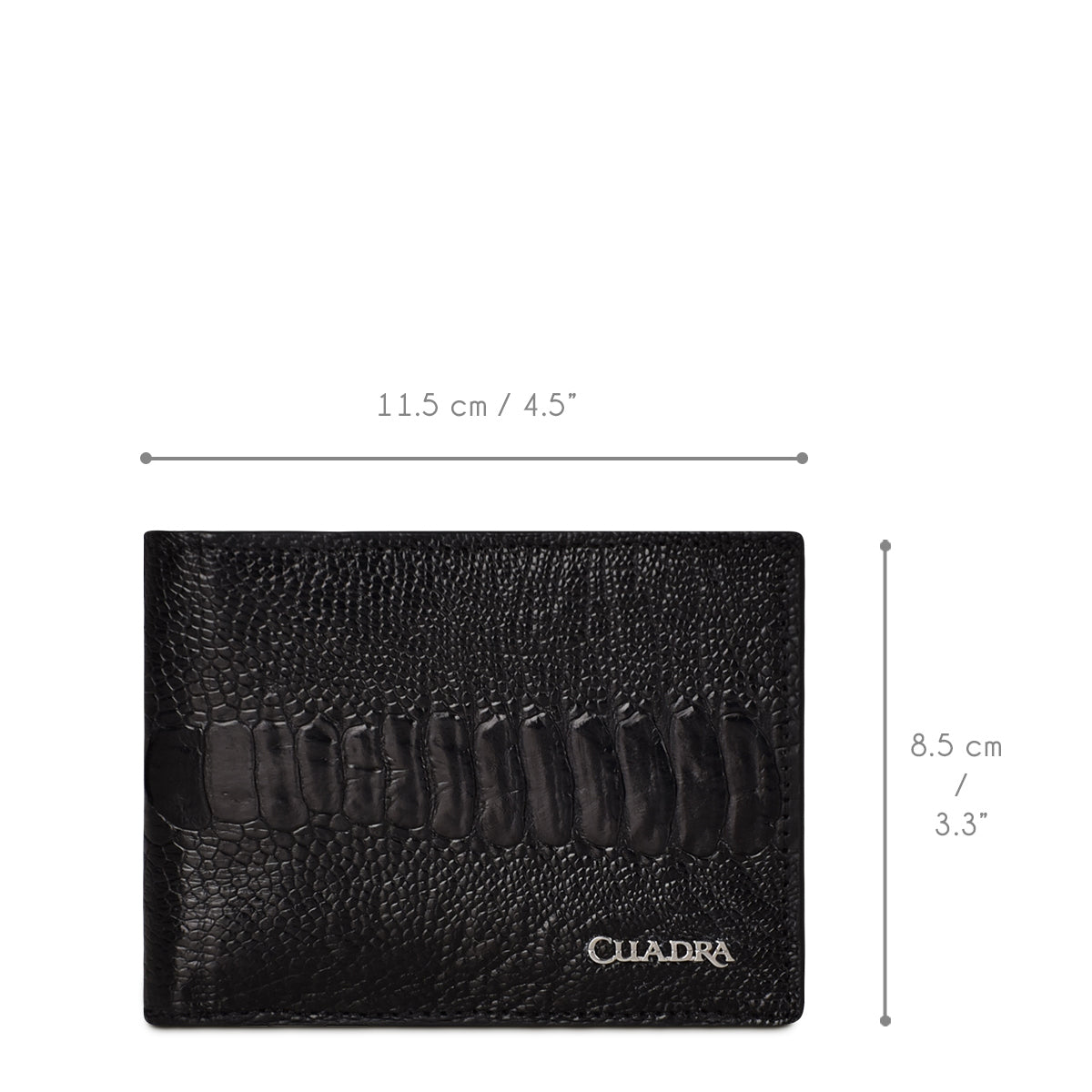 Cuadra Men's Black Genuine Ostrich Leg Leather BiFold Wallet