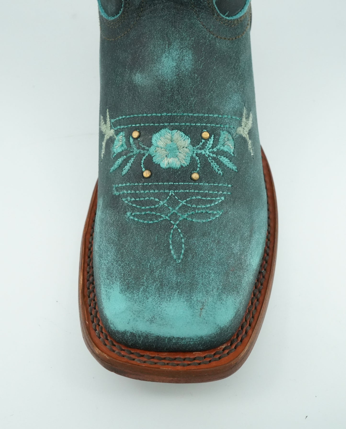 Quincy Women's Hummingbirds Old Turquoise Wide Square Toe Boot