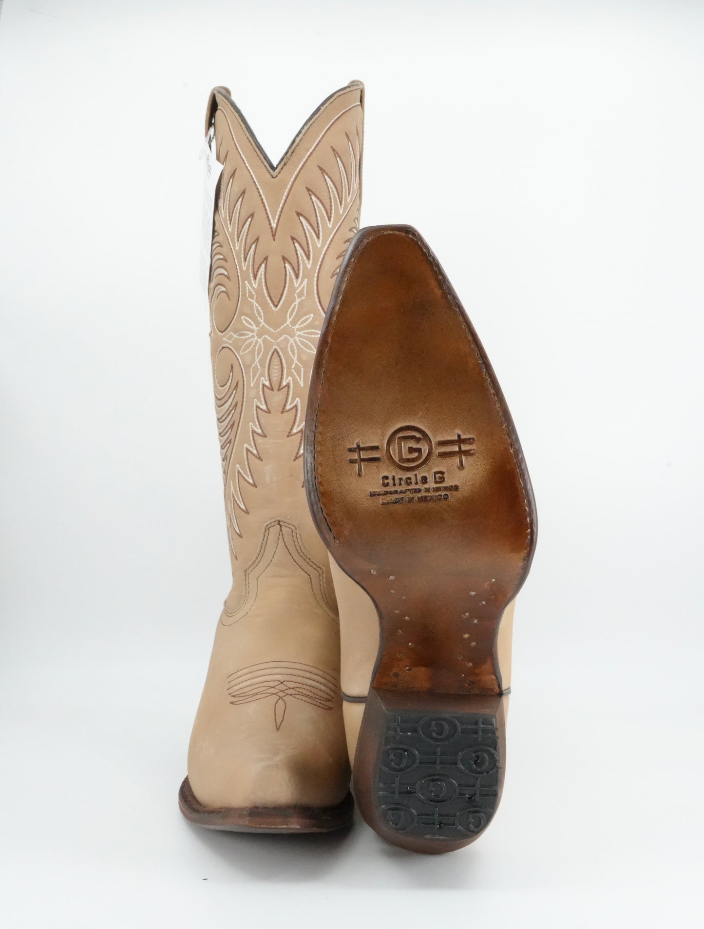 Circle G Women’s Sand Cowhide Embroidery Snip Toe Boot