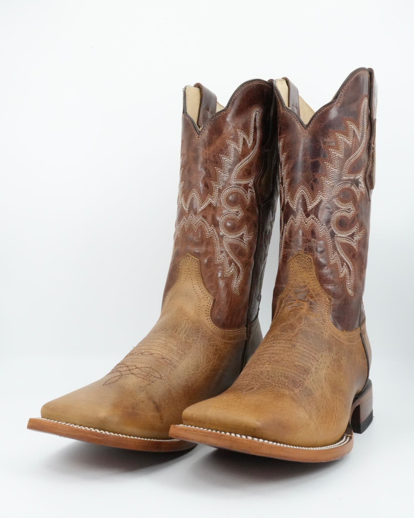 Quincy Men's Genuine Leather Honey Wide Square Toe Boot
