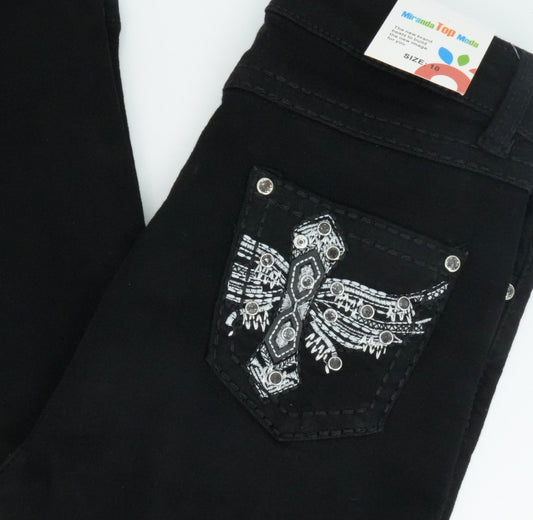 Girl's Miranda Bling Pocket Black Bootcut Jean