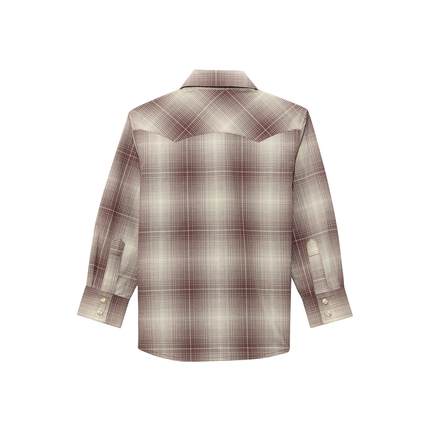 Boy's Wrangler Retro Plaid Western Long Sleeve Button Down Shirt - Mahogany