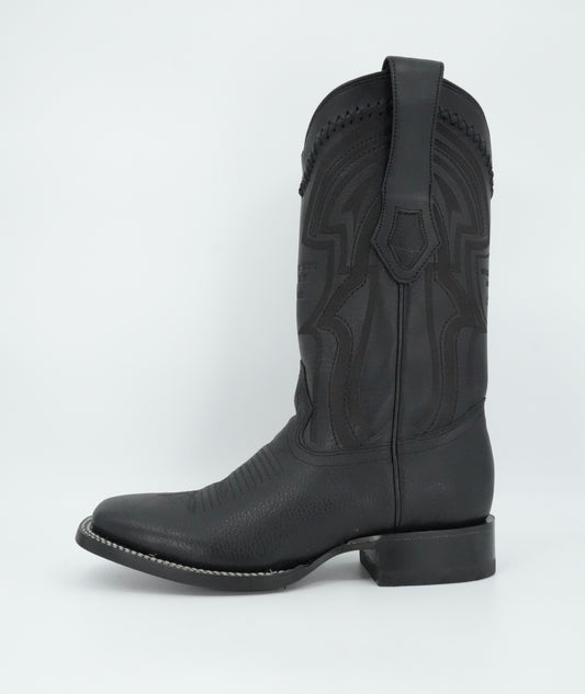 Wild West Men's Grisly Laser Black Wide Square Toe Boot