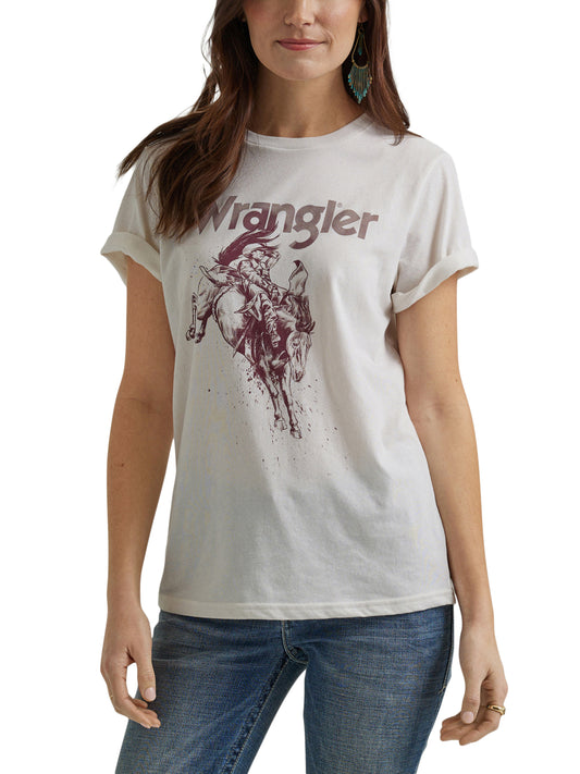 Wrangler Women's Logo Cowboy Short Sleeve Marshmallow Tee