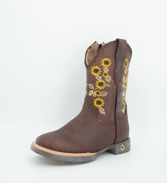 Black Stone Kid's Crazy Brown Sunflowers Boots