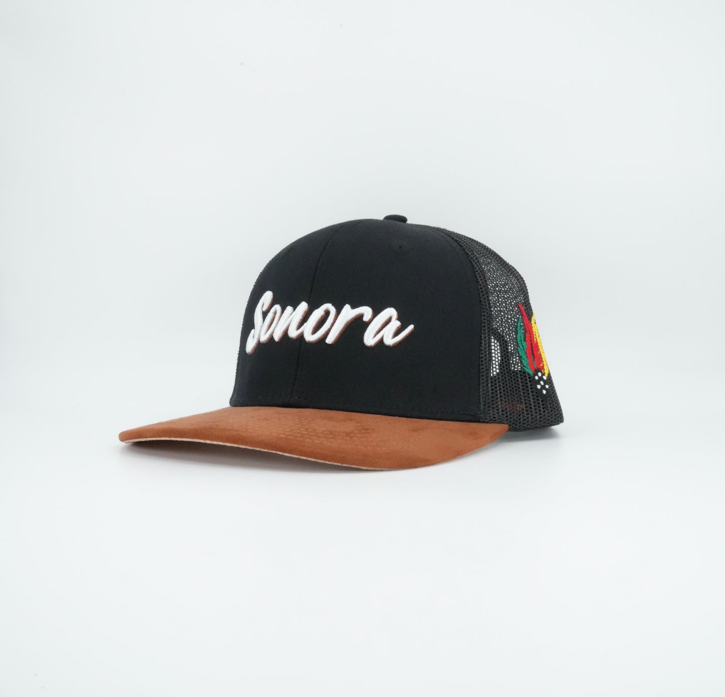 45 Cursive Trucker Cap Black Rust