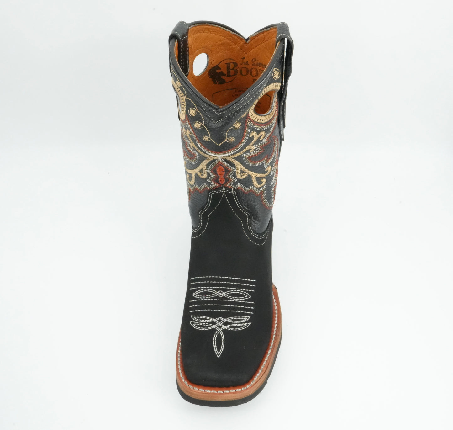 La Sierra Jr’s Nobuck Black Square Toe Boot