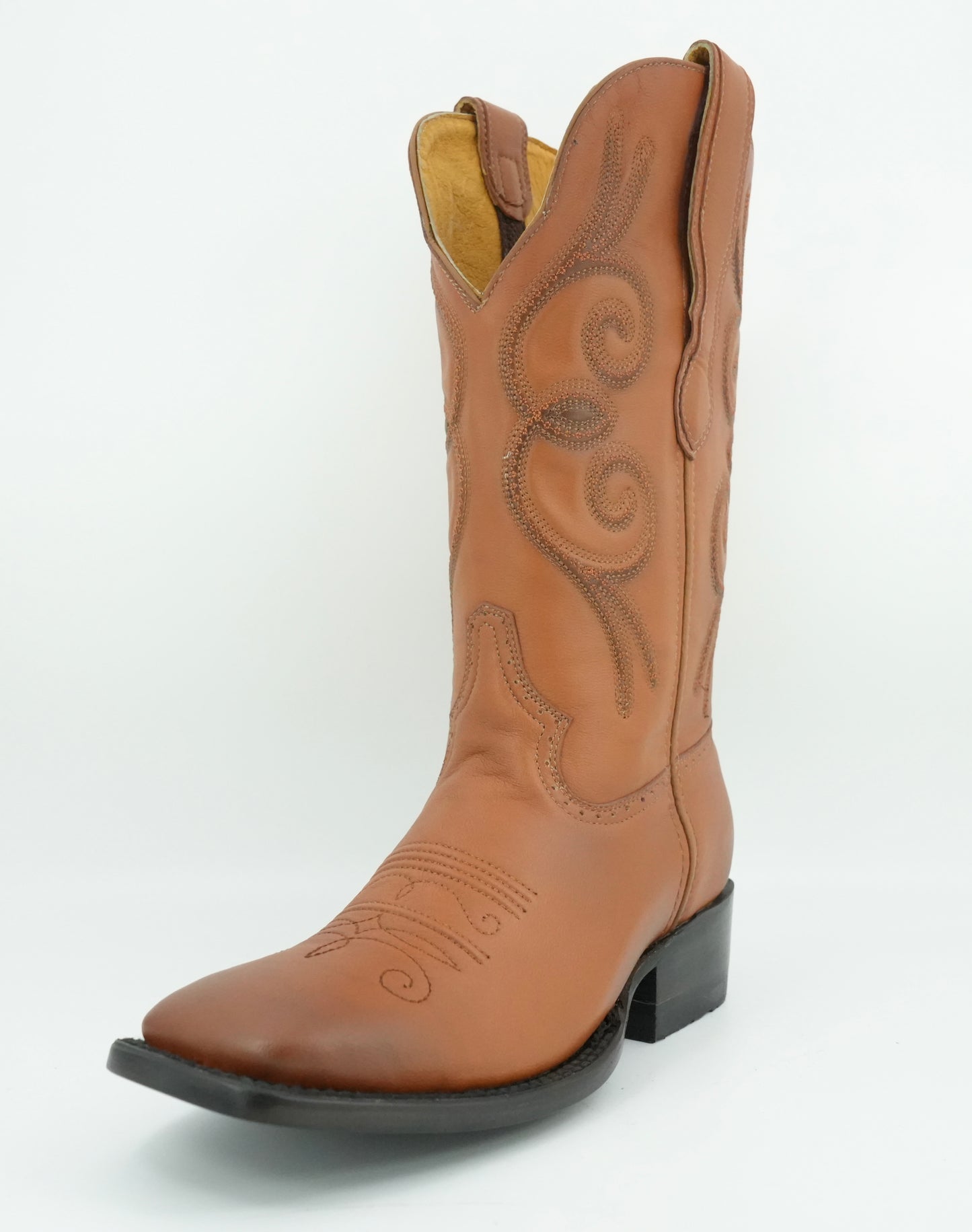 Denver Boots Women's Tan Genuine Leather Wide Square Toe Boot