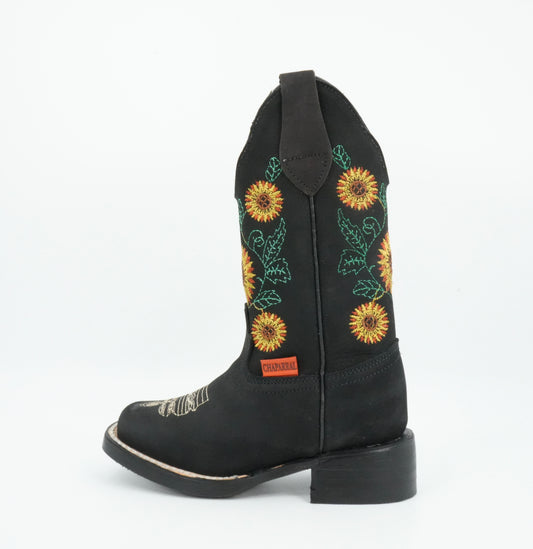 Chaparral Kid’s Nobuck Sunflowers Black Boot