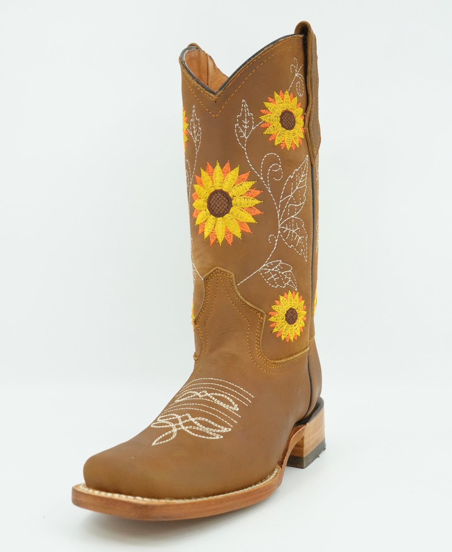 La Sierra Women's Tang Embroidered Sunflowers Square Toe Boot