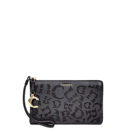 Cuadra Women's Black Genuine Stingray Leather Wristlet
