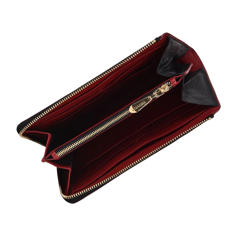 Cuadra Women's Handmade Black Leather Wallet