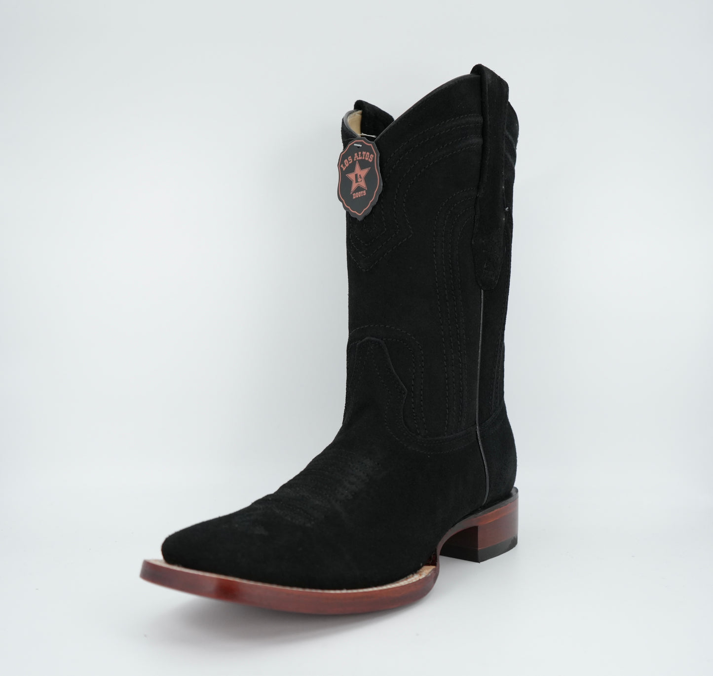 Los Altos Men's Nobuck Black Wide Square Toe Boot