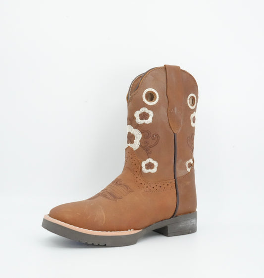 Black Stone Kid's Crazy Brown Flower Boots