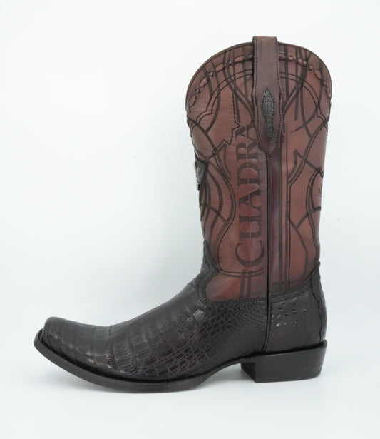 Cuadra Men's Black Cherry Caiman Belly Semi Square Toe Boots