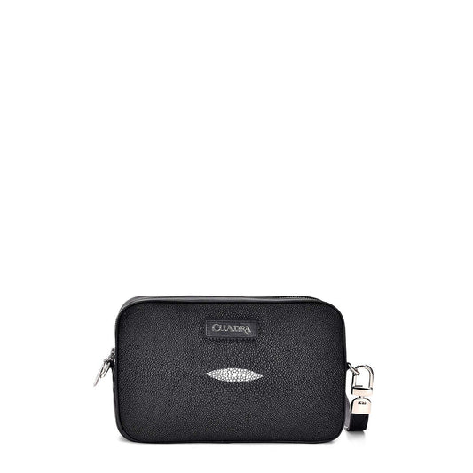 Cuadra Men's Handmade Black Genuine Stingray Leather Document Bag
