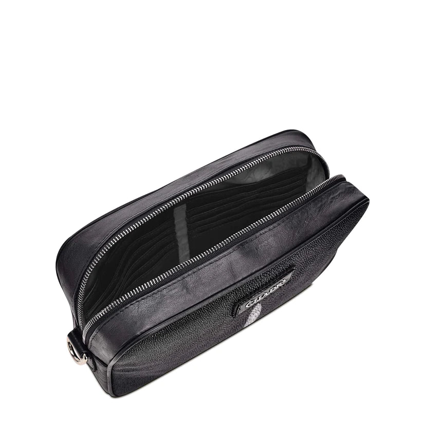 Cuadra Men's Handmade Black Genuine Stingray Leather Document Bag