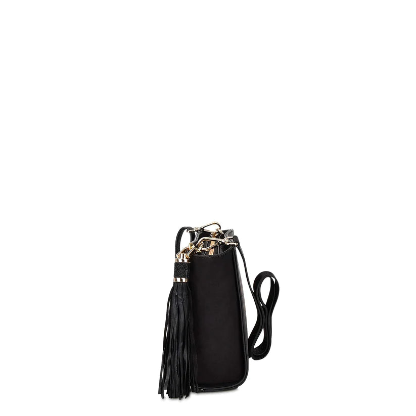 Cuadra Women's Studded Black Genuine Stingray Leather Crossbody Bag
