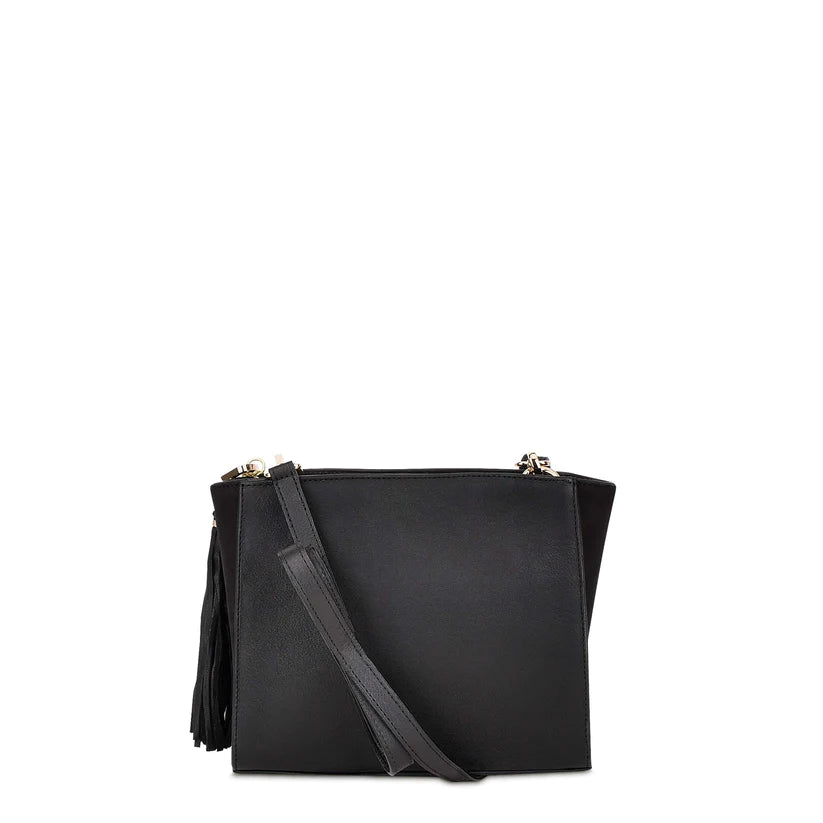 Cuadra Women's Studded Black Genuine Stingray Leather Crossbody Bag