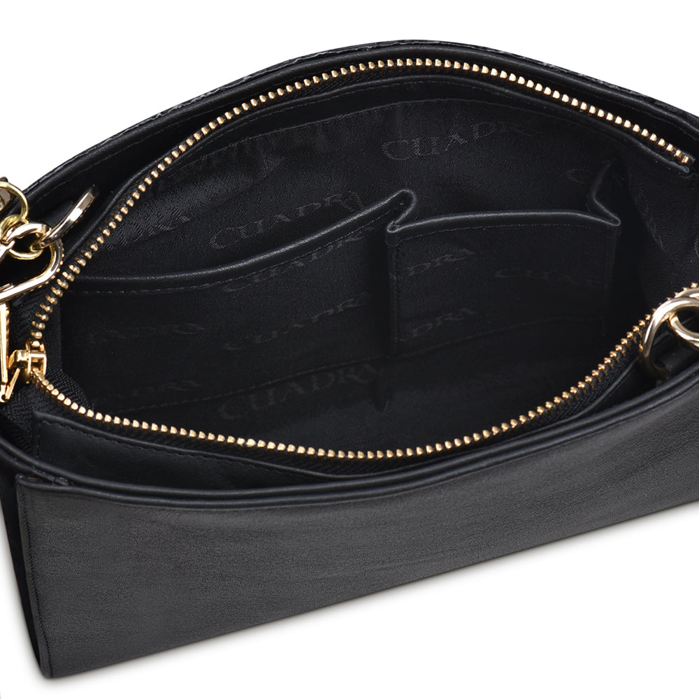Cuadra Women's Studded Black Genuine Stingray Leather Crossbody Bag
