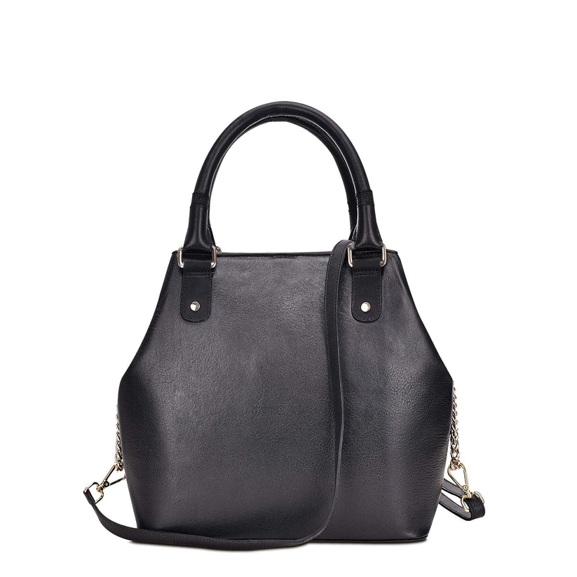 Cuadra Women's Stingray Laser Cut Black Leather Tote Bag