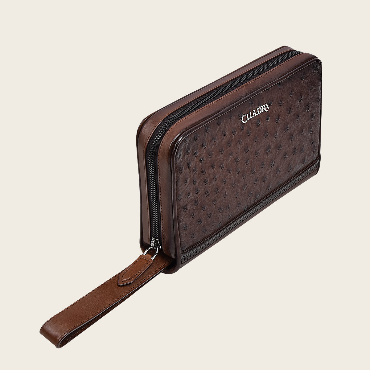 Cuadra Men's Brown Genuine Ostrich Document Bag