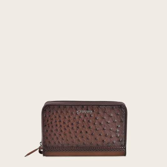 Cuadra Men's Brown Genuine Ostrich Document Bag