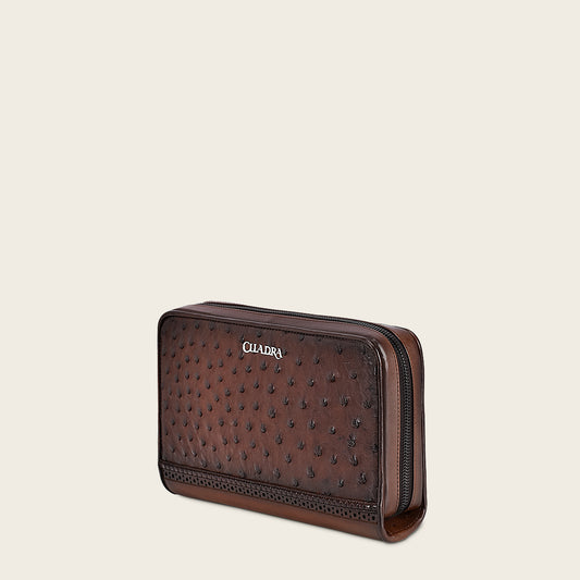 Cuadra Men's Brown Genuine Ostrich Document Bag