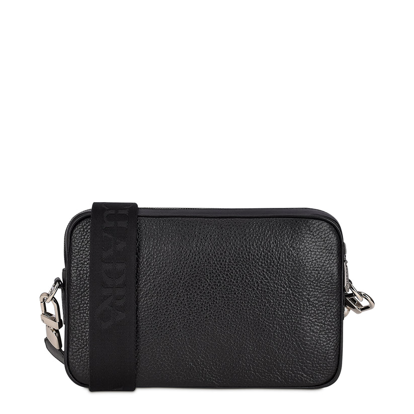 Cuadra Men's Black Genuine Caiman Leather Shoulder Bag