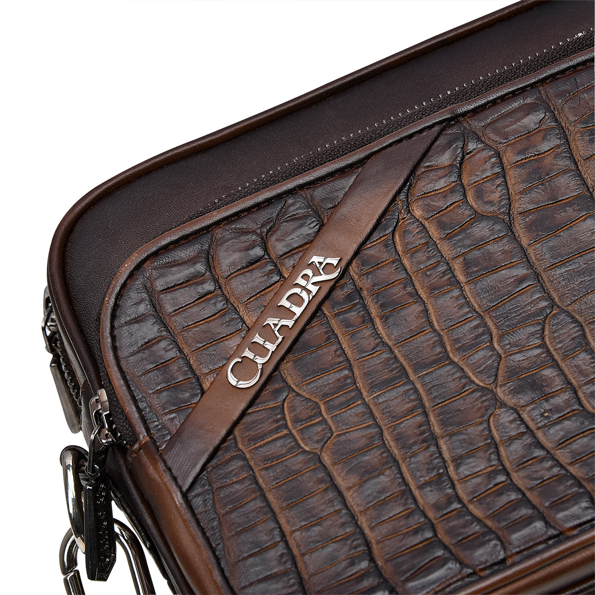 Cuadra Men's Brown Genuine Morelet Crocodile Leather Shoulder Bag