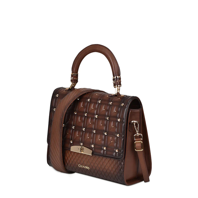 Cuadra Women's Honey Leather Quilted Embroidery Handbag