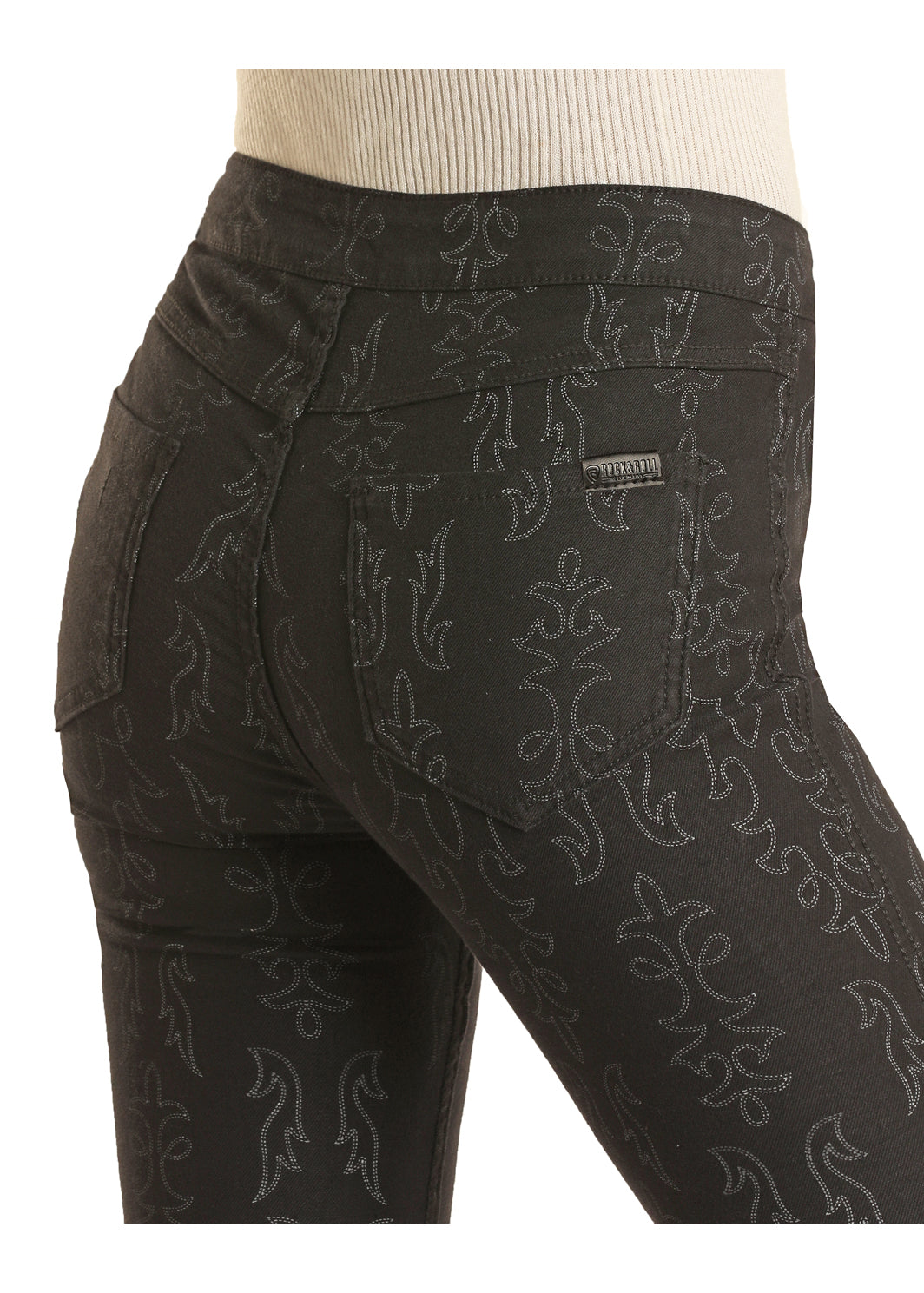 Rock & Roll Denim Extra Stretch Black Reversible High Rise Flare Jean