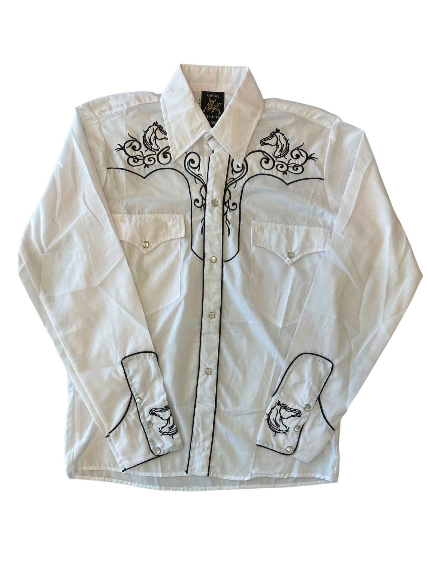 Boy's Horse Charro Shirt - Ivory
