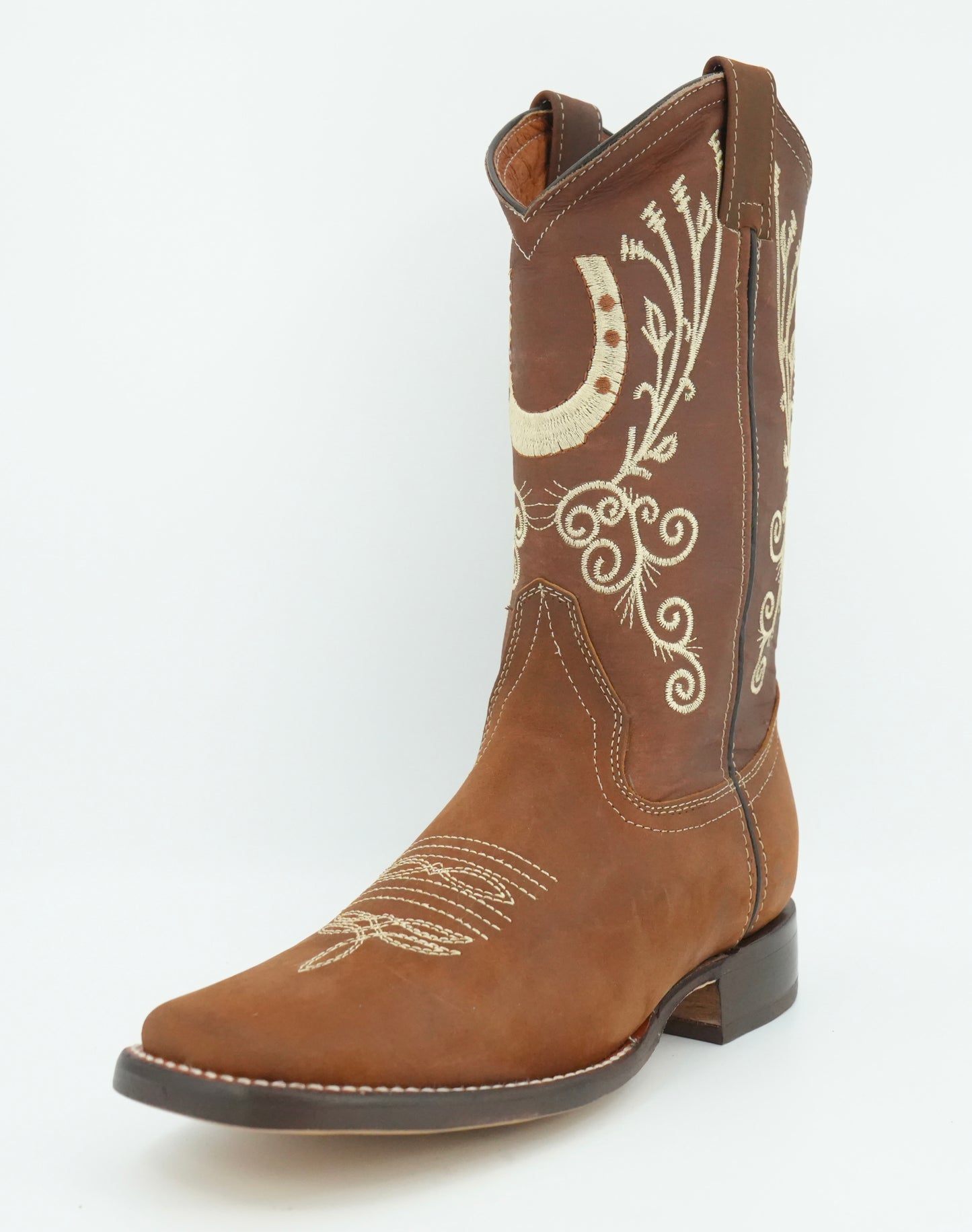 La Sierra Women's Tang Embroidered Horseshoes Square Toe Boot