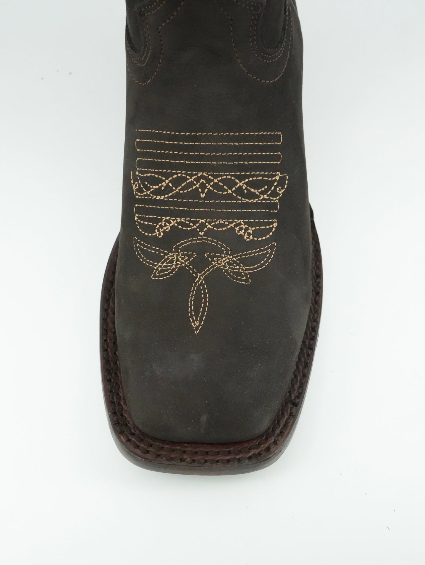 Centenario Women's Brown Embroidered Horseshoes Wide Square Toe Boot